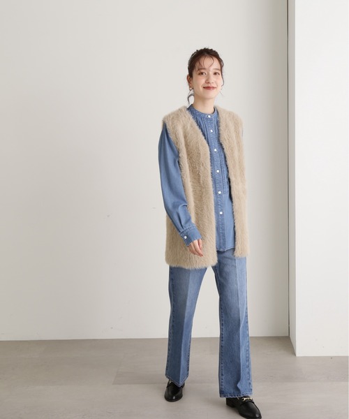 N.（N. Natural Beauty Basic）（エヌエヌナチュラルビューティーベーシック）の「◆フェザーニットベスト（ベスト・レディース・オフホワイト/ベージュ・MEDIUM）」の16枚目の写真