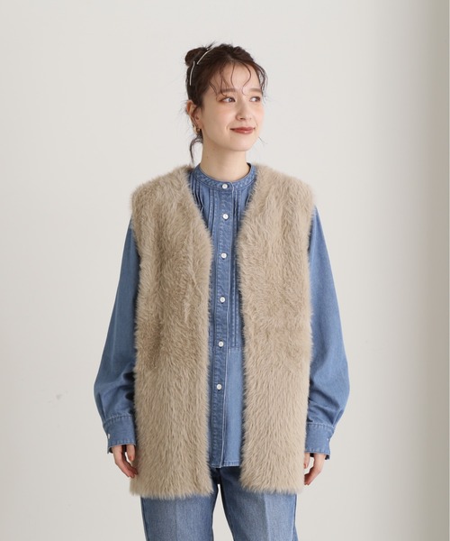 N.（N. Natural Beauty Basic）（エヌエヌナチュラルビューティーベーシック）の「◆フェザーニットベスト（ベスト・レディース・オフホワイト/ベージュ・MEDIUM）」の18枚目の写真