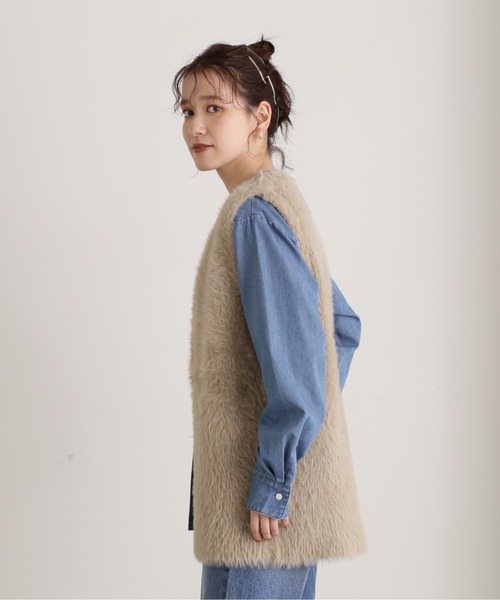 N.（N. Natural Beauty Basic）（エヌエヌナチュラルビューティーベーシック）の「◆フェザーニットベスト（ベスト・レディース・オフホワイト/ベージュ・MEDIUM）」の19枚目の写真