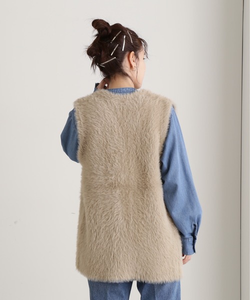 N.（N. Natural Beauty Basic）（エヌエヌナチュラルビューティーベーシック）の「◆フェザーニットベスト（ベスト・レディース・オフホワイト/ベージュ・MEDIUM）」の20枚目の写真