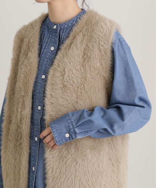 N.（N. Natural Beauty Basic）（エヌエヌナチュラルビューティーベーシック）の「◆フェザーニットベスト（ベスト・レディース・オフホワイト/ベージュ・MEDIUM）」の21枚目の写真