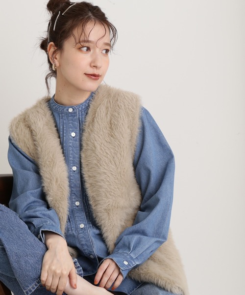 N.（N. Natural Beauty Basic）（エヌエヌナチュラルビューティーベーシック）の「◆フェザーニットベスト（ベスト・レディース・オフホワイト/ベージュ・MEDIUM）」の11枚目の写真