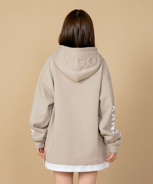 【KANGOL/カンゴール】フェイクレイヤード 袖プリント フードエンボスロゴ ビッグシルエット 裏起毛 フーディー プルオーバーパーカー（パーカー）｜KANGOL（カンゴール）
