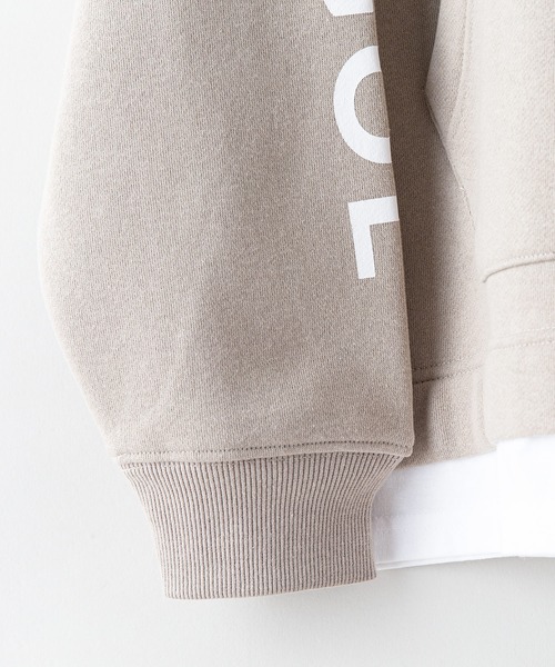 【KANGOL/カンゴール】フェイクレイヤード 袖プリント フードエンボスロゴ ビッグシルエット 裏起毛 フーディー プルオーバーパーカー（パーカー）｜KANGOL（カンゴール）