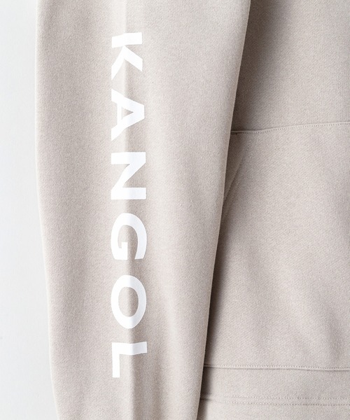 【KANGOL/カンゴール】フェイクレイヤード 袖プリント フードエンボスロゴ ビッグシルエット 裏起毛 フーディー プルオーバーパーカー（パーカー）｜KANGOL（カンゴール）