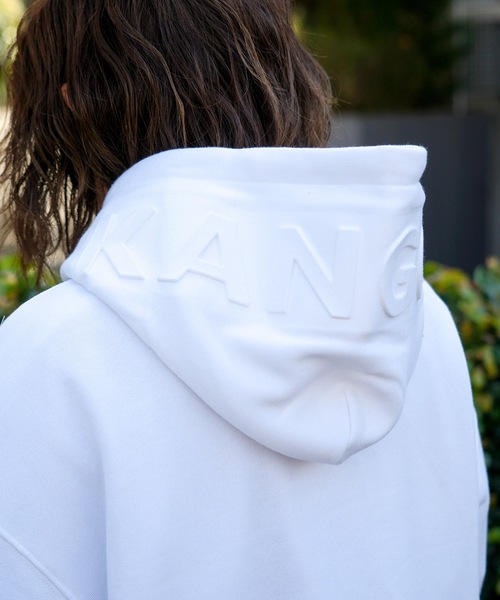 【KANGOL/カンゴール】フェイクレイヤード 袖プリント フードエンボスロゴ ビッグシルエット 裏起毛 フーディー プルオーバーパーカー（パーカー）｜KANGOL（カンゴール）