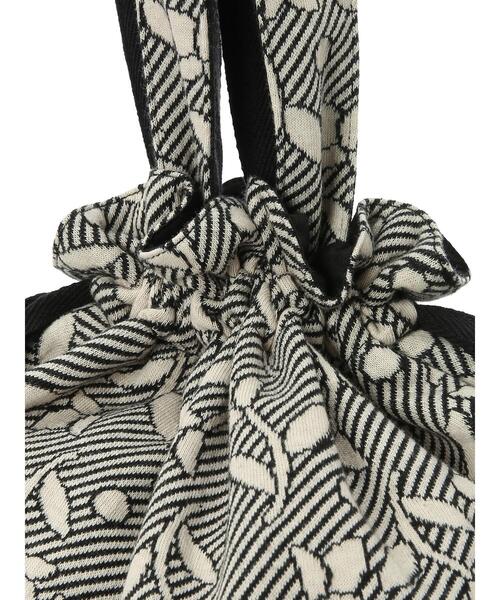 Samansa Mos2（サマンサ モスモス）の「花柄カットジャカード巾着バッグ（ハンドバッグ・レディース・ブラック/ベージュ・F）」の7枚目の写真