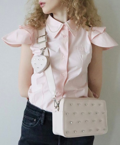 epine(エピヌ)の「e Heart pouch shoulder strap bag heart studs ver(ショルダーバッグ・レディース・ブラック/ピンク・FREE)」の7枚目の写真