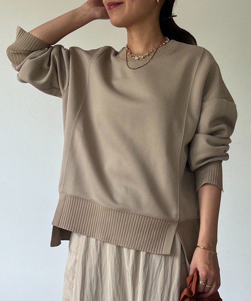 un dix cors(アンディコール)の「軽量ボンディングプルオーバー(スウェット・レディース・ブラック/アイボリー/オレンジ/グレイッシュベージュ・FREE)」の3枚目の写真