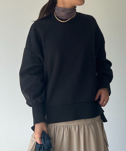 un dix cors(アンディコール)の「軽量ボンディングプルオーバー(スウェット・レディース・ブラック/アイボリー/オレンジ/グレイッシュベージュ・FREE)」の1枚目の写真