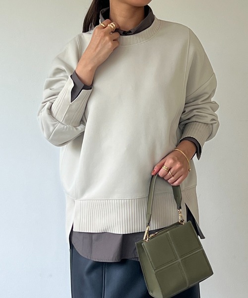 un dix cors(アンディコール)の「軽量ボンディングプルオーバー(スウェット・レディース・ブラック/アイボリー/オレンジ/グレイッシュベージュ・FREE)」の5枚目の写真