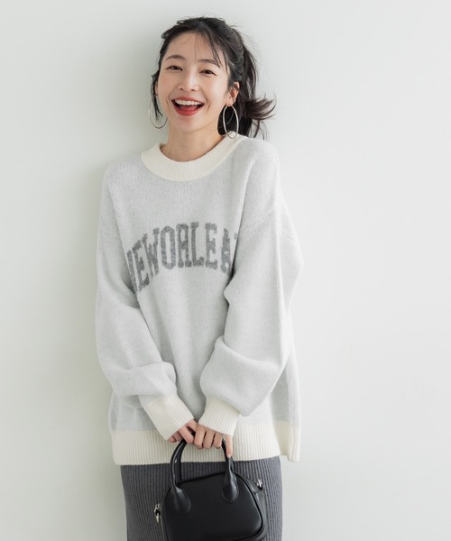 coca(coca)(コカ)の「アソートロゴ メランジニットトップス(ニット/セーター・レディース・チャコール/アイボリー/ライトグレー/ライトベージュ/グレイッシュベージュ・M/L)」の2枚目の写真