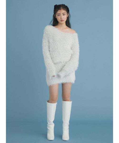 CALNAMUR（カルナムール）の「ラメシャギーVネックトップス（ニット/セーター・レディース・ベージュ/ライトブルー/ピンク・FREE）」の9枚目の写真