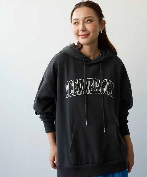 Ocean Pacific（オーシャンパシフィック）の「【OP:オーピー】ロゴスウェットパーカー 　フーディー（パーカー・メンズ・チャコール/アイボリー/グリーン/ベージュ/ヘザーグレー・MEDIUM/X-LARGE/LARGE）」の4枚目の写真