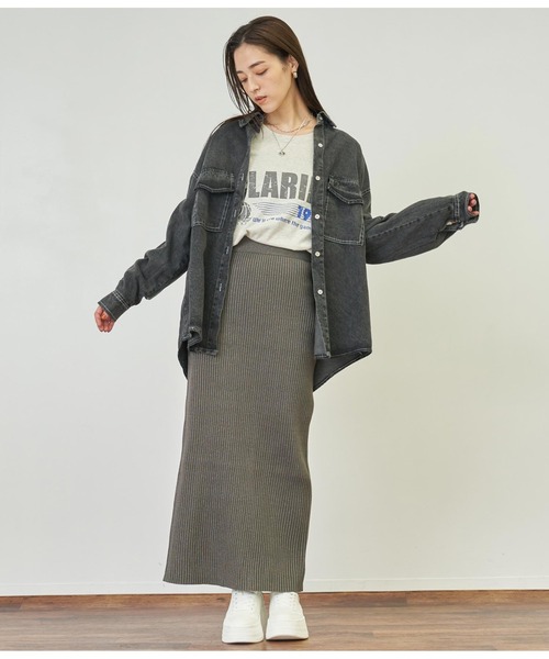 ANAP(アナップ)の「ラメ糸リブニットスカート【セットアップ対応】(スカート・レディース・レッド/ベージュ/ダークグレー・M/S)」の16枚目の写真