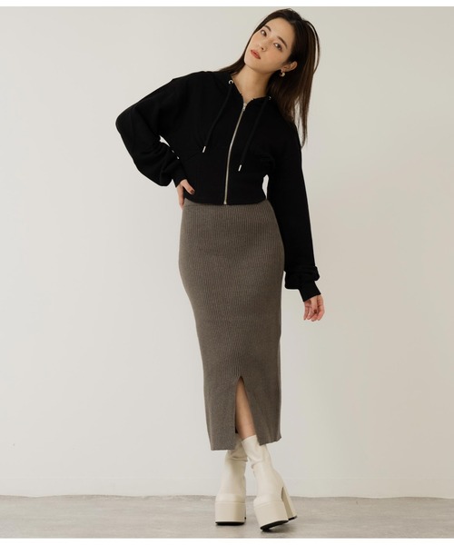 ANAP(アナップ)の「ラメ糸リブニットスカート【セットアップ対応】(スカート・レディース・レッド/ベージュ/ダークグレー・M/S)」の22枚目の写真