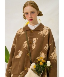 A'GEM/9 × .kom『MAIN BOOTH/メインブース』Teddy Bear Cardigan /テディベア カーディガン