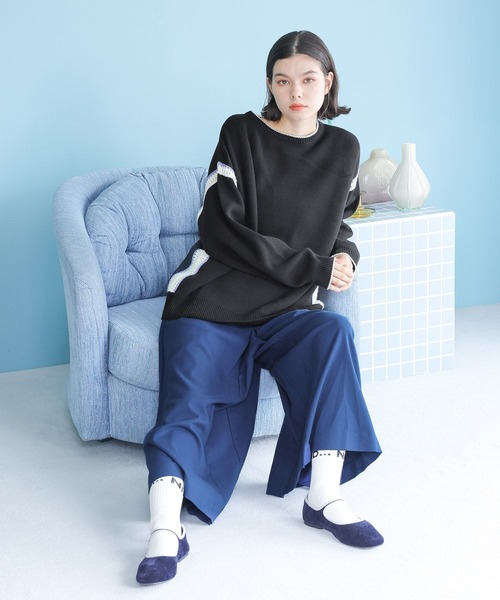 niko and...（ニコアンド）の「サイドクロシェニットプルオーバー（ニット/セーター・レディース・アイボリー/グリーン/ブラック/オフホワイト・LARGE/MEDIUM）」の7枚目の写真