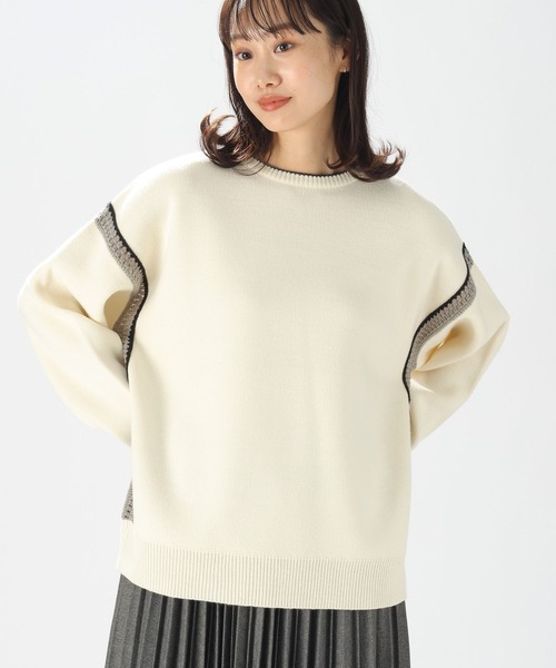niko and...（ニコアンド）の「サイドクロシェニットプルオーバー（ニット/セーター・レディース・アイボリー/グリーン/ブラック/オフホワイト・LARGE/MEDIUM）」の16枚目の写真
