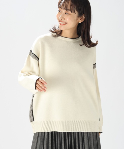 niko and...（ニコアンド）の「サイドクロシェニットプルオーバー（ニット/セーター・レディース・アイボリー/グリーン/ブラック/オフホワイト・LARGE/MEDIUM）」の18枚目の写真