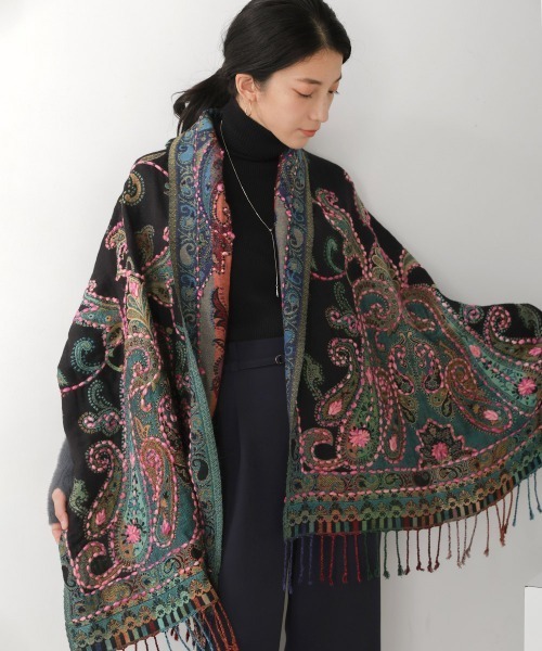 Bou Jeloud（ブージュルード）の「インド刺繍ストール（ストール/ショール・レディース・イエロー/グリーン/ベージュ/ネイビー・ONESIZE）」の3枚目の写真