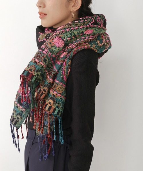 Bou Jeloud（ブージュルード）の「インド刺繍ストール（ストール/ショール・レディース・イエロー/グリーン/ベージュ/ネイビー・ONESIZE）」の14枚目の写真
