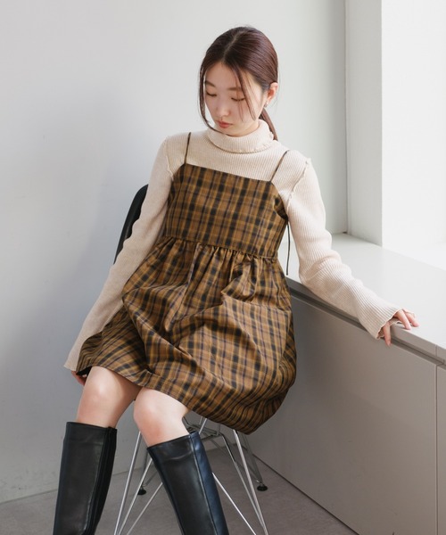 Kastane（カスタネ）の「チェックミニキャミワンピース（ワンピース