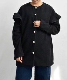 ARGO TOKYO（アルゴトウキョウ）の「Ruffle Sleeve Pearl Button Jacket フリルスリーブパールボタンジャケット（ノーカラージャケット・レディース）」