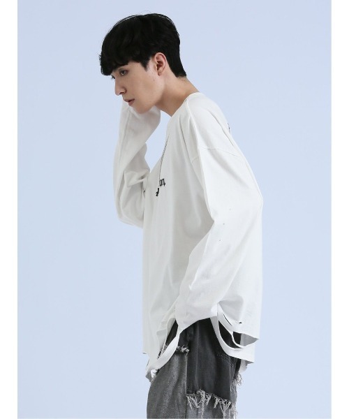 semantic design(セマンティックデザイン)の「【コットン100%】セマンティックデザイン×PSYCHONATION チェーンアイコンダメージ クルー長袖Tシャツ(Tシャツ/カットソー・メンズ・ホワイト×ブラック/ブラック/ホワイト・MEDIUM/LARGE)」の20枚目の写真