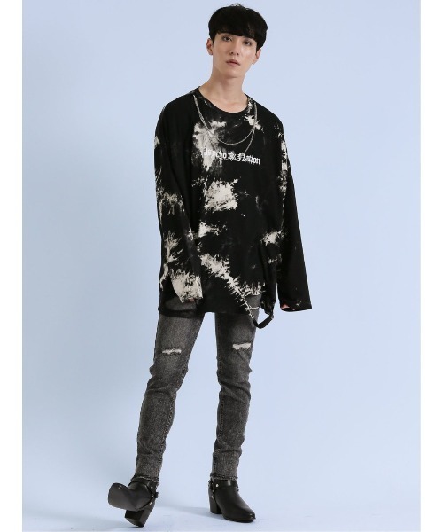 semantic design(セマンティックデザイン)の「【コットン100%】セマンティックデザイン×PSYCHONATION チェーンアイコンダメージ クルー長袖Tシャツ(Tシャツ/カットソー・メンズ・ホワイト×ブラック/ブラック/ホワイト・MEDIUM/LARGE)」の19枚目の写真