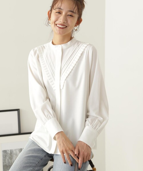 N.（N. Natural Beauty Basic）（エヌエヌナチュラルビューティーベーシック）の「◆プリーツフリルブラウス（シャツ/ブラウス・レディース・ブルー/ブラック/オフホワイト・MEDIUM）」の15枚目の写真