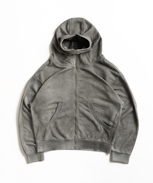 WISH FOR EVER(ウィッシュフォーエバー)の「BALACLAVA BIO-WASH ZIP HOODIE / バラクラバ風バイオウォッシュジップフーディー(パーカー・メンズ・グレー/ブラック・MEDIUM/LARGE)」の3枚目の写真