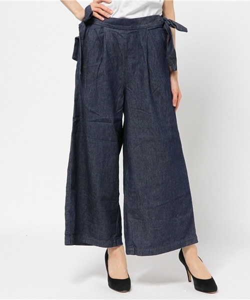 one after another NICE CLAUP（ワンアフターアナザーナイスクラップ）の「【mina10月号掲載 ナイスクラップ】サイドリボンガウチョＰＴ（その他パンツ・レディース・ブルー/ネイビー/カーキ・FREE）」の2枚目の写真