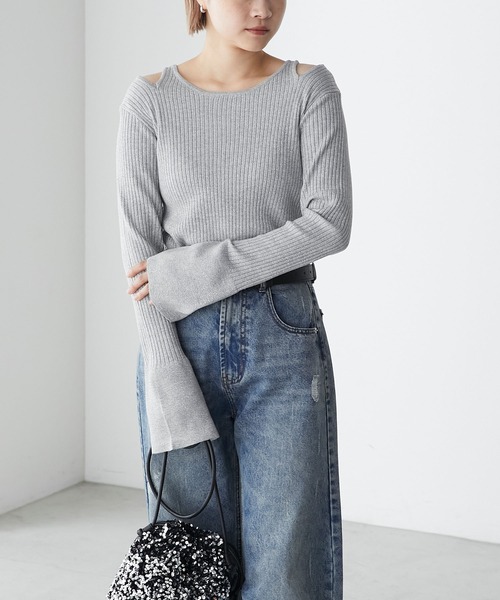 forksy.】 クルーネックラメリブニット forksy.│MONO-MART