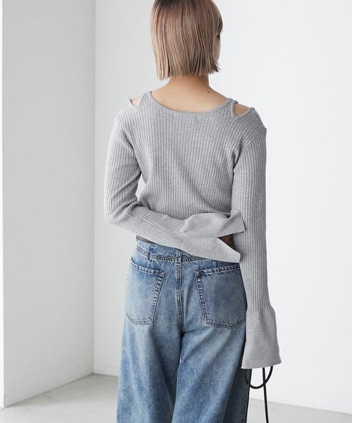 Noble ラメコンパクトリブニット　グレーB フリーサイズ Noble ラメコンパクトリブニット グレーB フリーサイズ NOBLE