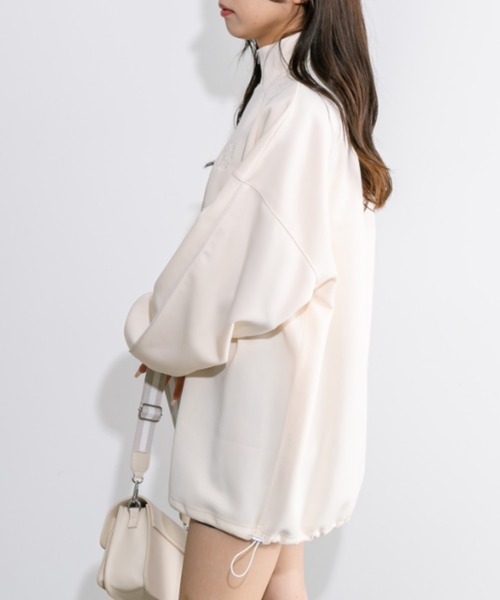 OLIVE des OLIVE（オリーブデオリーブ）の「春のおでかけ配色ラインハーフジップチュニック　1041060040（スウェット・レディース・トップグレー/アイボリー/ピンクベージュ/ネイビー・FREE）」の9枚目の写真