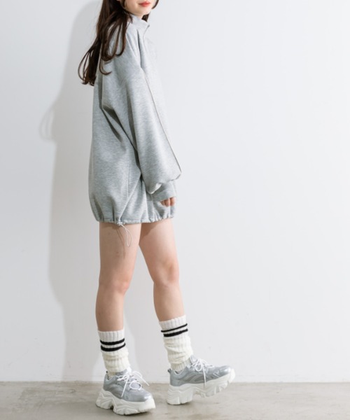 OLIVE des OLIVE（オリーブデオリーブ）の「春のおでかけ配色ラインハーフジップチュニック　1041060040（スウェット・レディース・トップグレー/アイボリー/ピンクベージュ/ネイビー・FREE）」の12枚目の写真