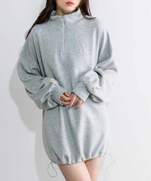 OLIVE des OLIVE（オリーブデオリーブ）の「春のおでかけ配色ラインハーフジップチュニック　1041060040（スウェット・レディース・トップグレー/アイボリー/ピンクベージュ/ネイビー・FREE）」の14枚目の写真