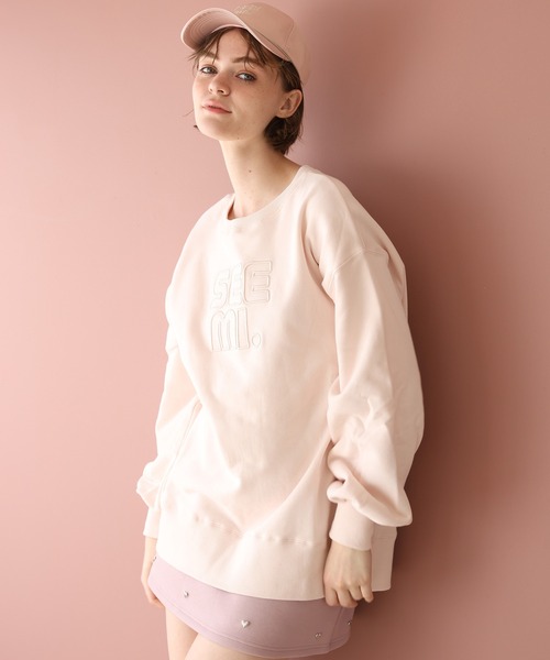 Seemi. byNICECLAUP（ シーミーバイナイスクラップ）の「【Seemi. 】 ロゴ刺繍オーバーサイズスウェット（スウェット・レディース・チャコールグレー/オフホワイト/ピンク・FREE）」の12枚目の写真