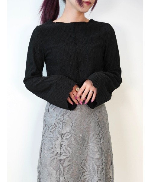 CECIL McBEE(セシルマクビー)の「2WAYベルスリーブメロートップス(Tシャツ/カットソー・レディース・ブラック/モカ/ブルー/アイボリー・MEDIUM/LARGE)」の3枚目の写真