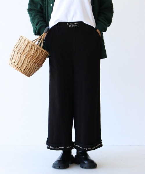 パンツ ぽん様 ボタンデザインストレートパンツ