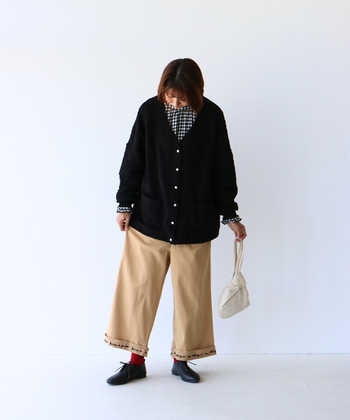パンツ ぽん様 ボタンデザインストレートパンツ