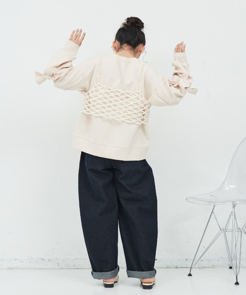 MERLOT（メルロー）の「袖リボンスウェット（スウェット・レディース・ホワイト/ブラック・FREE）」の18枚目の写真