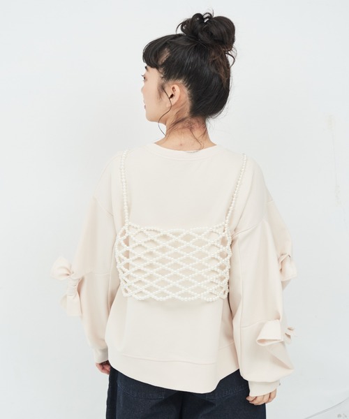 MERLOT（メルロー）の「袖リボンスウェット（スウェット・レディース・ホワイト/ブラック・FREE）」の22枚目の写真
