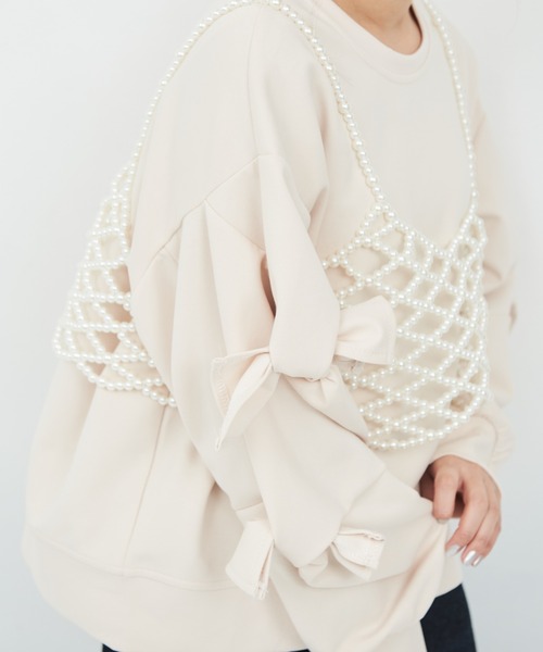 MERLOT（メルロー）の「袖リボンスウェット（スウェット・レディース・ホワイト/ブラック・FREE）」の20枚目の写真