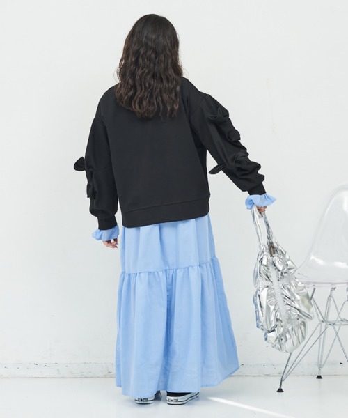 MERLOT（メルロー）の「袖リボンスウェット（スウェット・レディース・ホワイト/ブラック・FREE）」の19枚目の写真