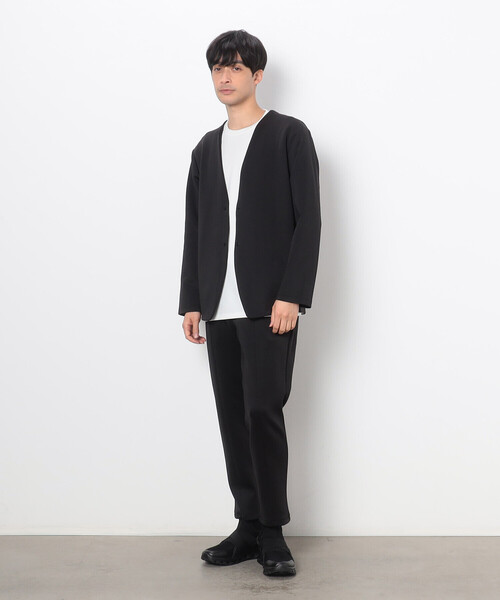COMME CA ISM(コムサイズム)の「【セットアップ対応】ファンクショナルジャージ ラペルレスジャケット(ノーカラージャケット・メンズ・ブラック/チャコール・S/M/L)」の3枚目の写真