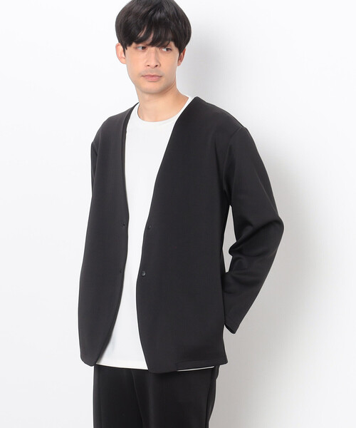 COMME CA ISM(コムサイズム)の「【セットアップ対応】ファンクショナルジャージ ラペルレスジャケット(ノーカラージャケット・メンズ・ブラック/チャコール・S/M/L)」の4枚目の写真