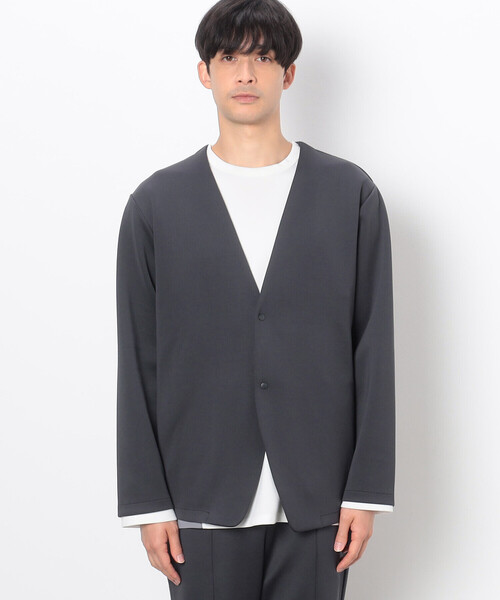 COMME CA ISM(コムサイズム)の「【セットアップ対応】ファンクショナルジャージ ラペルレスジャケット(ノーカラージャケット・メンズ・ブラック/チャコール・S/M/L)」の8枚目の写真