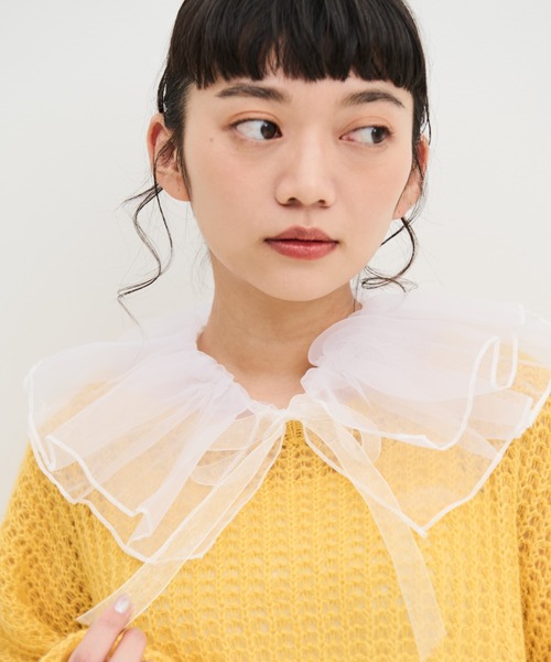 MERLOT(メルロー)の「オーガンジー付け襟(付け襟・レディース・ホワイト/ブラック・FREE)」の4枚目の写真